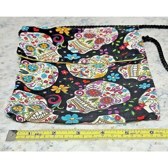 Crossbody Bag‎ Steampunk Colorful Skulls Mardi Gras Small 8 x 6 Single Pocket - Picture 6 of 10
